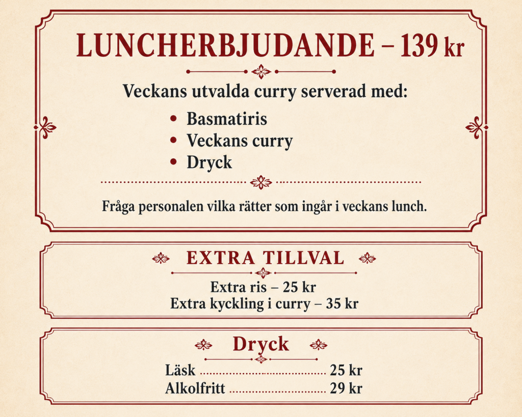 Veckans utvalda curry serverad med: