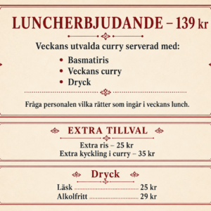 Veckans utvalda curry serverad med: